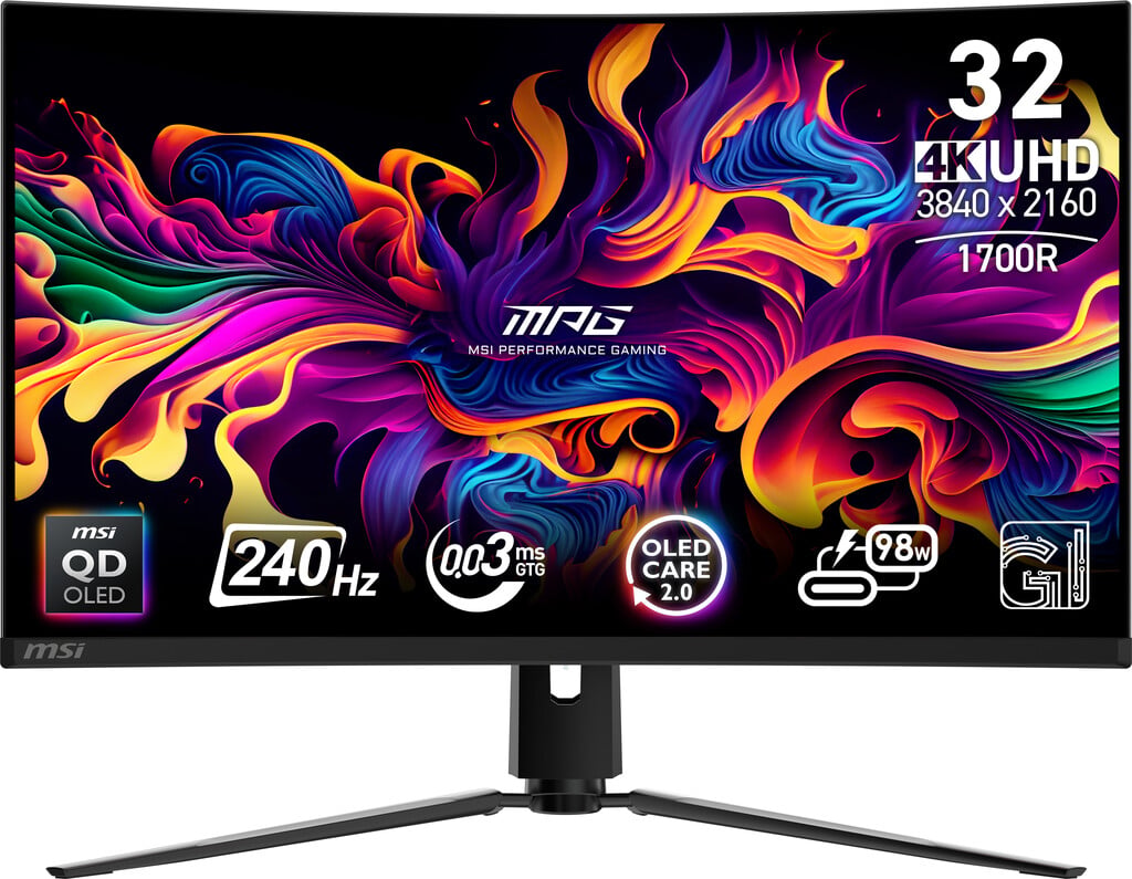 MSI MPG 321CURX QD-OLED 32″ 4K Ultra HD 240Hz OLED Curved Gaming Monitor – Black #403548
