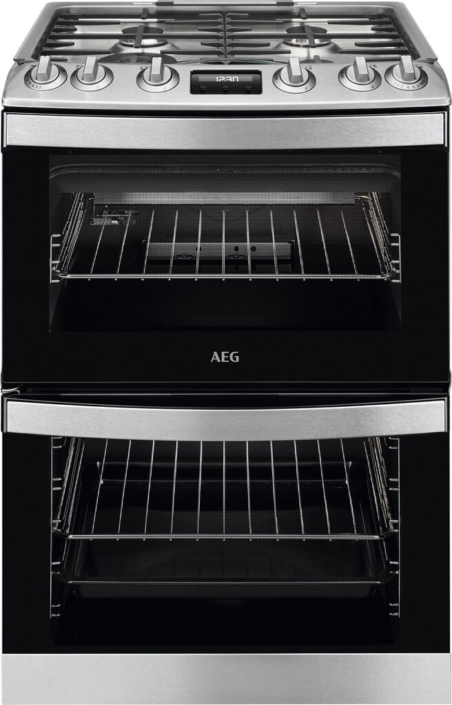 AEG CGB6131ACM 60cm wide Double Oven Gas Cooker with Electric Grill – Stainless Steel – A Rated #409201