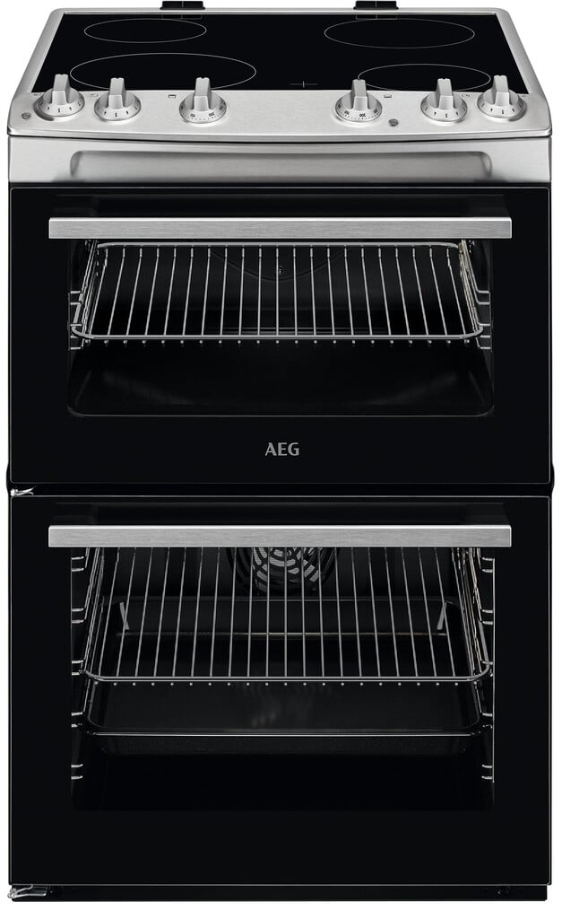AEG CCX6501ACM 60cm Wide Double Oven Electric Cooker with Ceramic Hob – Stainless Steel – A Rated #406708