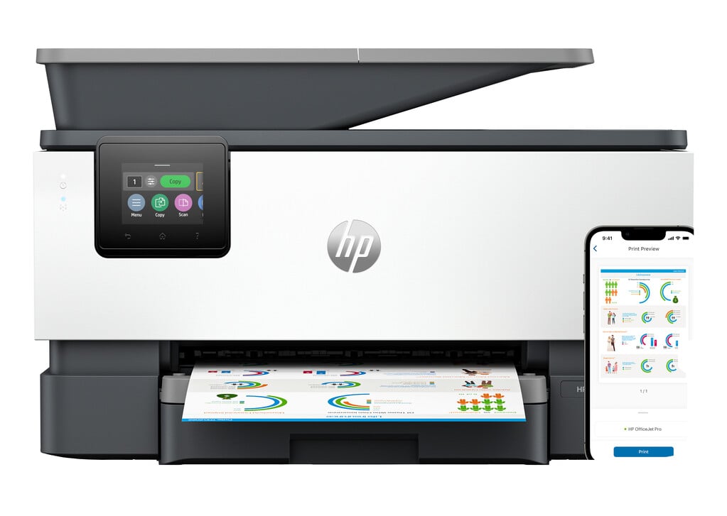 HP OfficeJet Pro 9120e Wireless All In One Inkjet Printer Includes 3 months of Instant Ink with HP+ – Grey #404558
