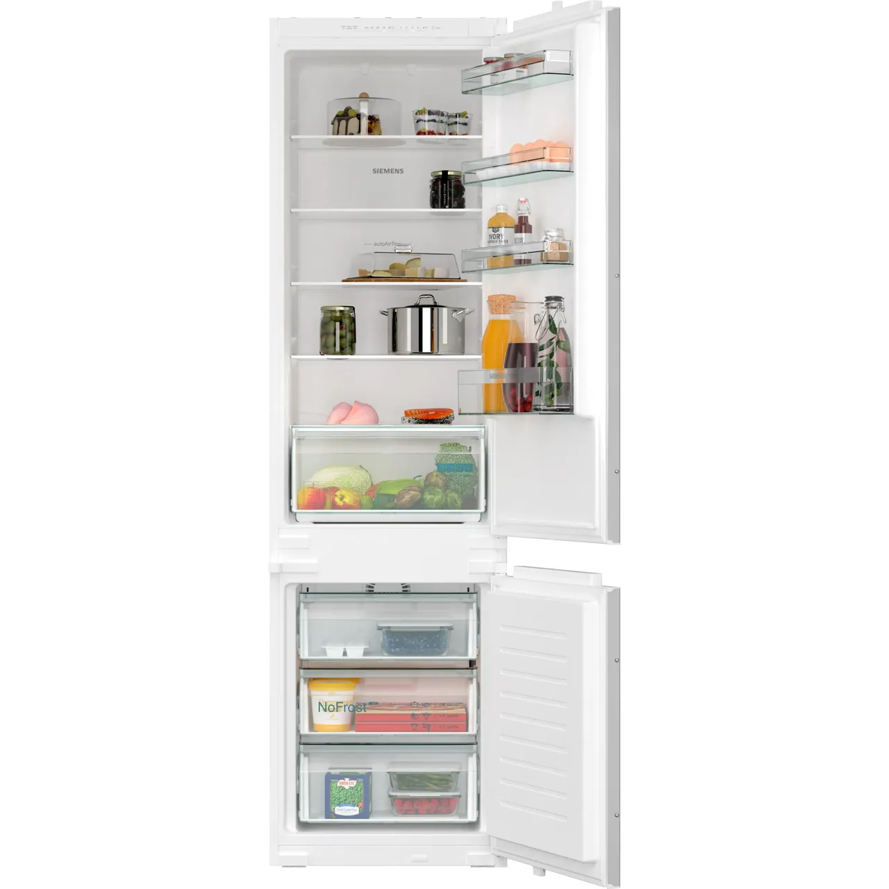 Siemens IQ-100 KI96NNSE0 194cm 70/30 Integrated Frost Free Fridge Freezer with Sliding Door Hinge – White – E Rated #408736