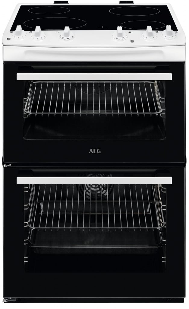 AEG CCX6501ACW 60cm Wide Double Oven Electric Cooker with Ceramic Hob – White – A Rated #408369