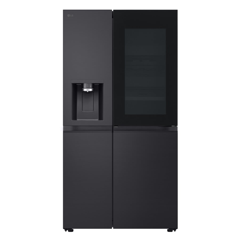 LG InstaView™ GSXE91EVAD Wifi Connected Non-Plumbed Total No Frost American Fridge Freezer – Black Steel – D Rated #406768