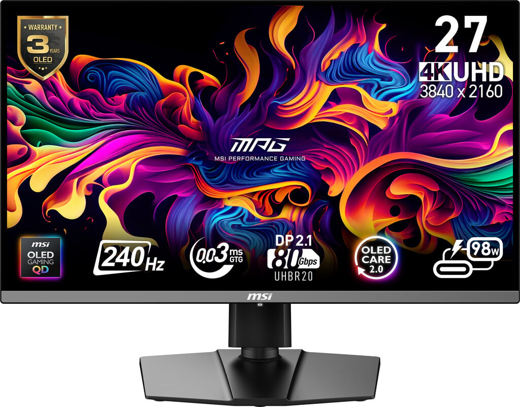 MSI MPG 272URX QD-OLED 4K Ultra HD 240Hz OLED Gaming Monitor – Black #403715
