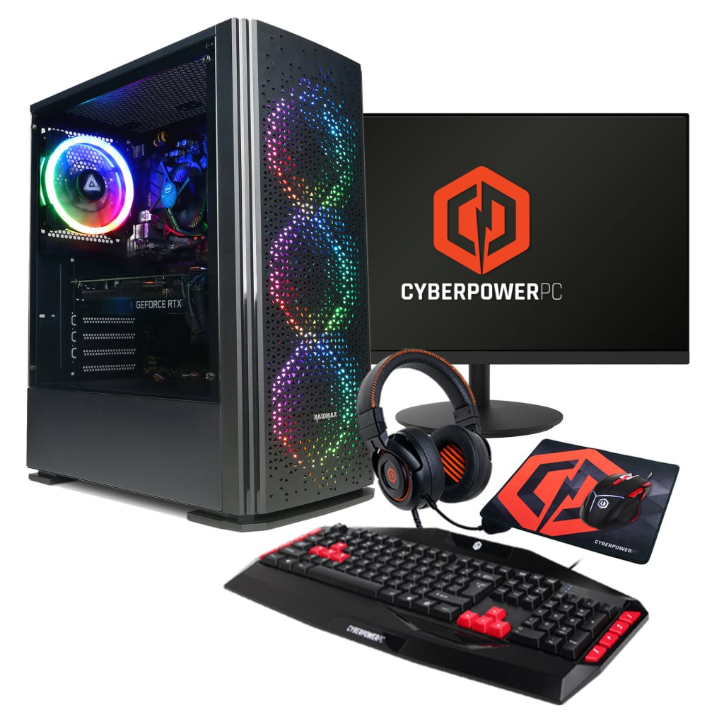 CyberPowerPC AO22220 Gaming PC – NVIDIA® GeForce RTX™ 3050, AMD Ryzen™ 5, 500GB SSD – Black #408347