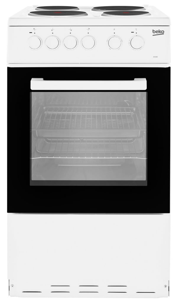 Beko KS530W 50cm Wide Single Oven Electric Cooker with Solid Plate Hob – White – A Rated #408205