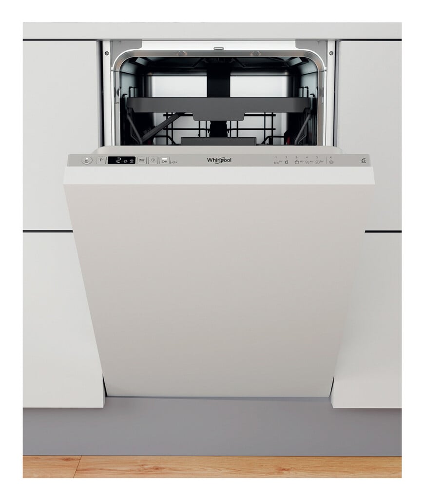 Whirlpool WSIC3M27CUKN Fully Integrated Slimline Dishwasher – Stainless Steel Control Panel with Fixed Door Hinge Kit – E Rated #405301