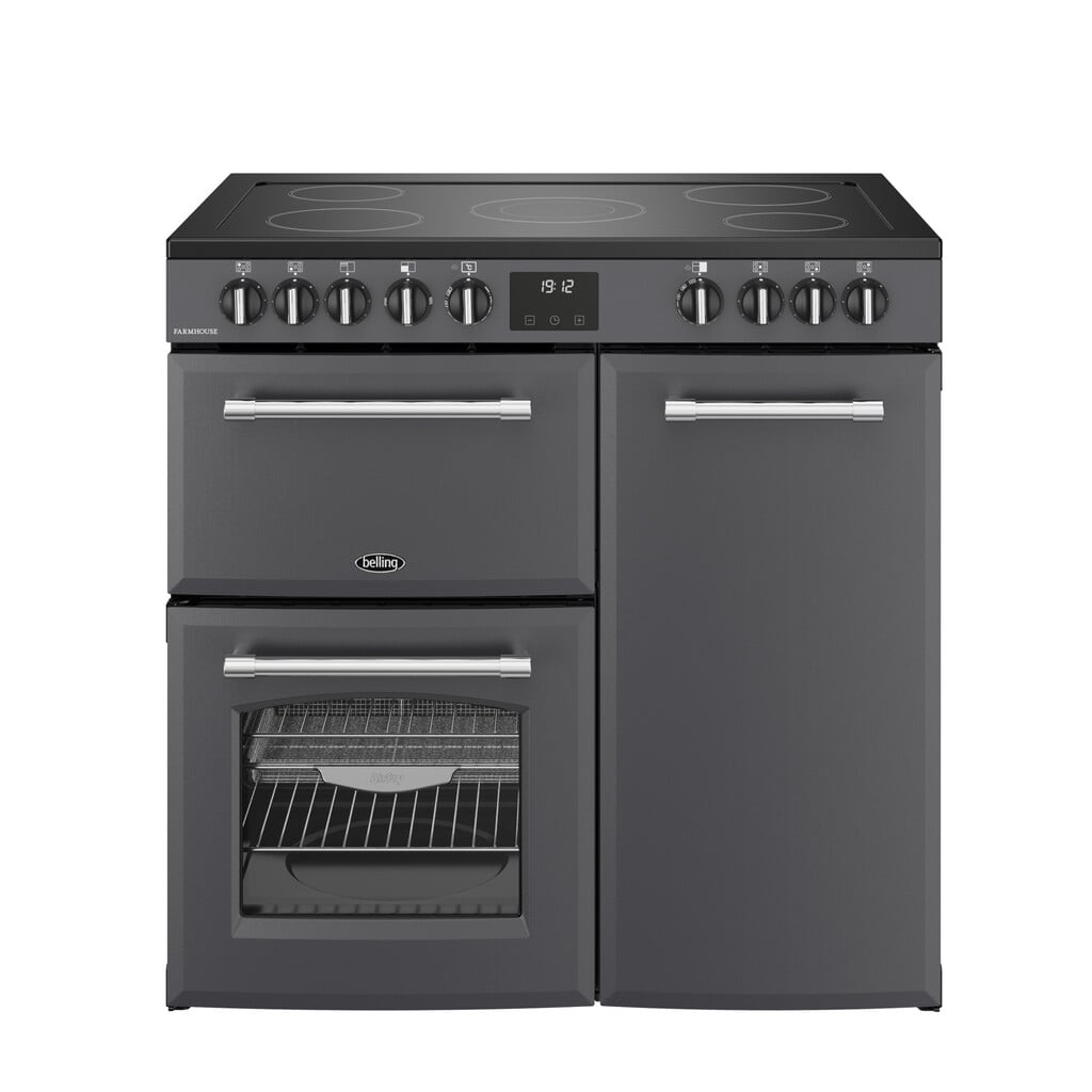 Belling Farmhouse 90E 90cm wide Electric Range Cooker with Ceramic Hob – Anthracite – A/A Rated #403226