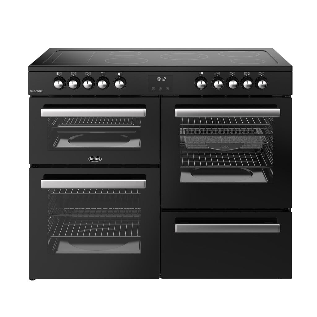 Belling Cookcentre 110E 110cm wide Electric Range Cooker with Ceramic Hob – Black – A/A Rated #409227