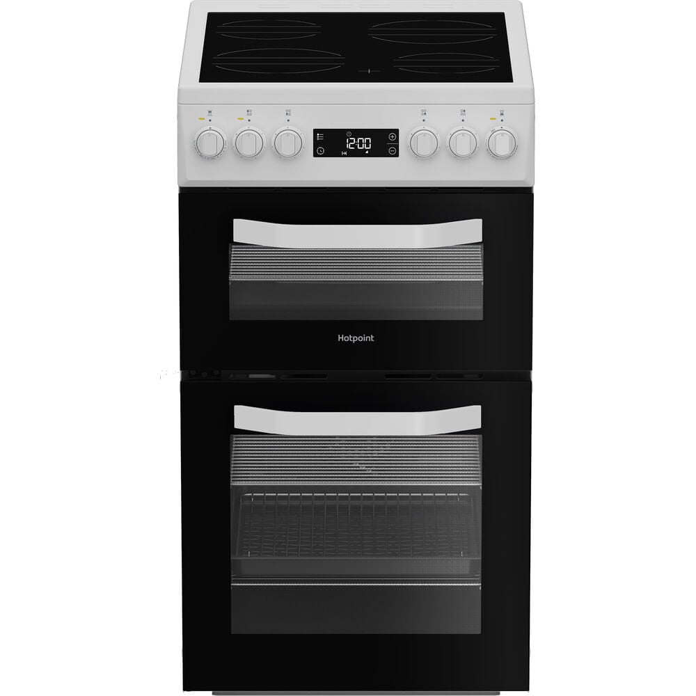 Hotpoint HDE5VDCW 50cm Wide Double Oven Electric Cooker with Ceramic Hob – White – A/A Rated #409231