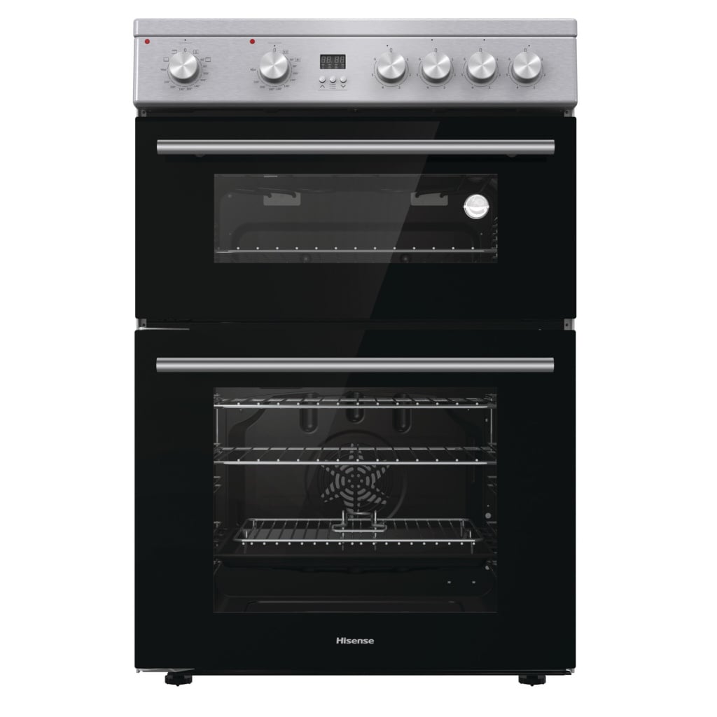 Hisense HDE3211BXUK 60cm Wide Double Oven Electric Cooker with Ceramic Hob – Stainless Steel – A Rated #408173