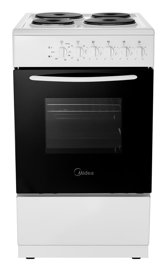Midea MFO20DME4H109-WH 50cm Wide Single Oven Electric Cooker with Solid Plate Hob – White – A Rated #410798