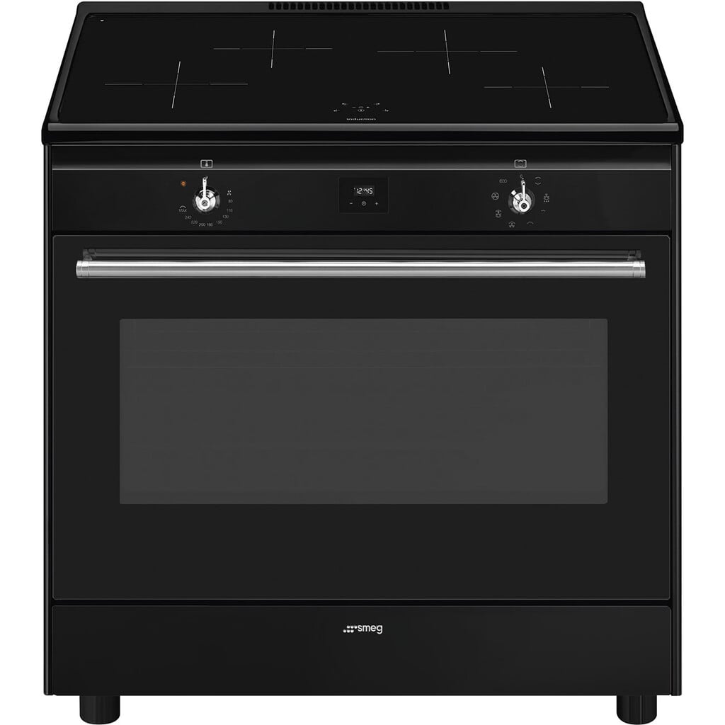 Smeg Concert CX91IMBL 90cm wide Electric Range Cooker with Induction Hob – Black – A Rated #410988