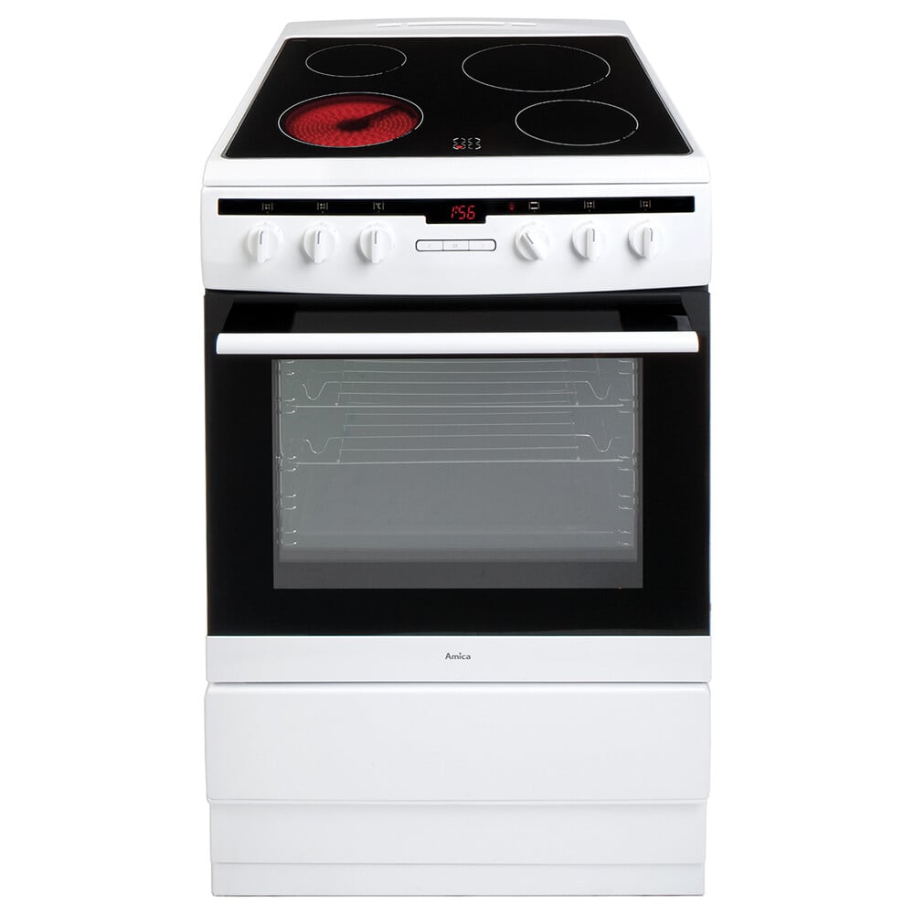 Amica 608CE2TAW 60cm Wide Single Oven Electric Cooker with Ceramic Hob – White – A Rated #410538
