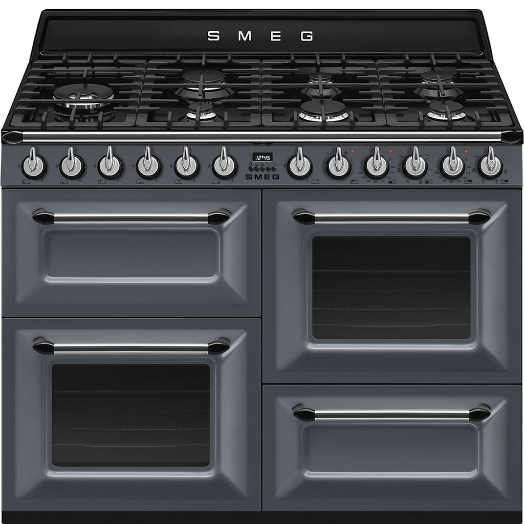Smeg Victoria TR4110GR 110cm wide Dual Fuel Range Cooker with Gas Hob – Slate – A/A Rated #410429