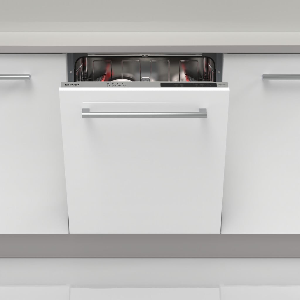 Sharp QW-NI13I49EX-EN Fully Integrated Full Size Dishwasher – Silver Control Panel with Fixed Door Hinge Kit – E Rated #410385