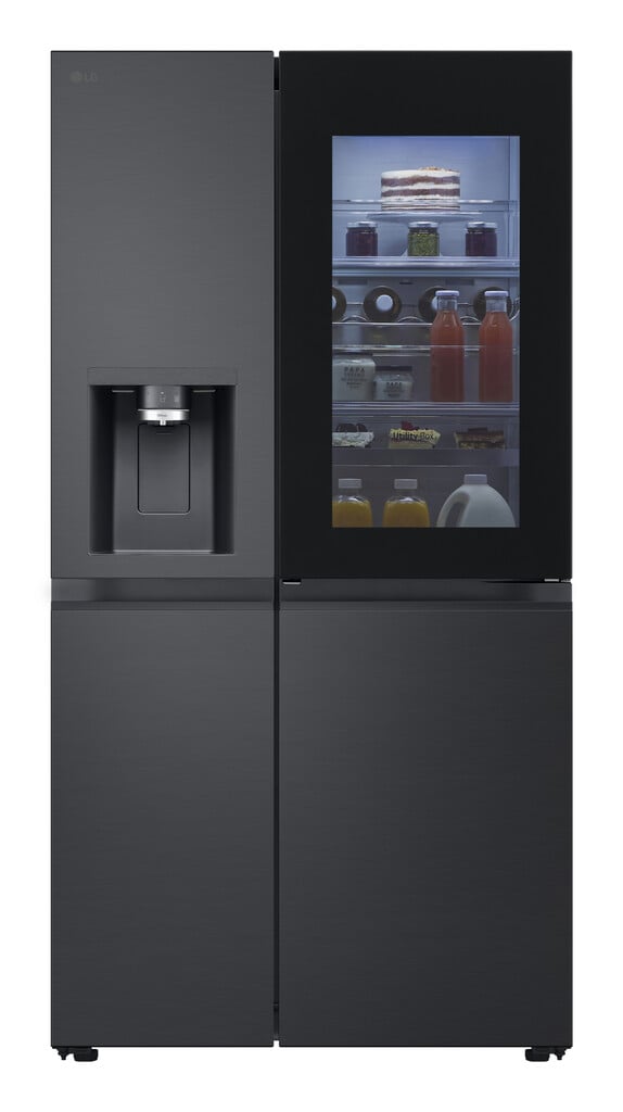 LG InstaView™ ThinQ™ GSXE90EVDD Wifi Connected Plumbed Total No Frost American Fridge Freezer – Black Steel – D Rated #410843