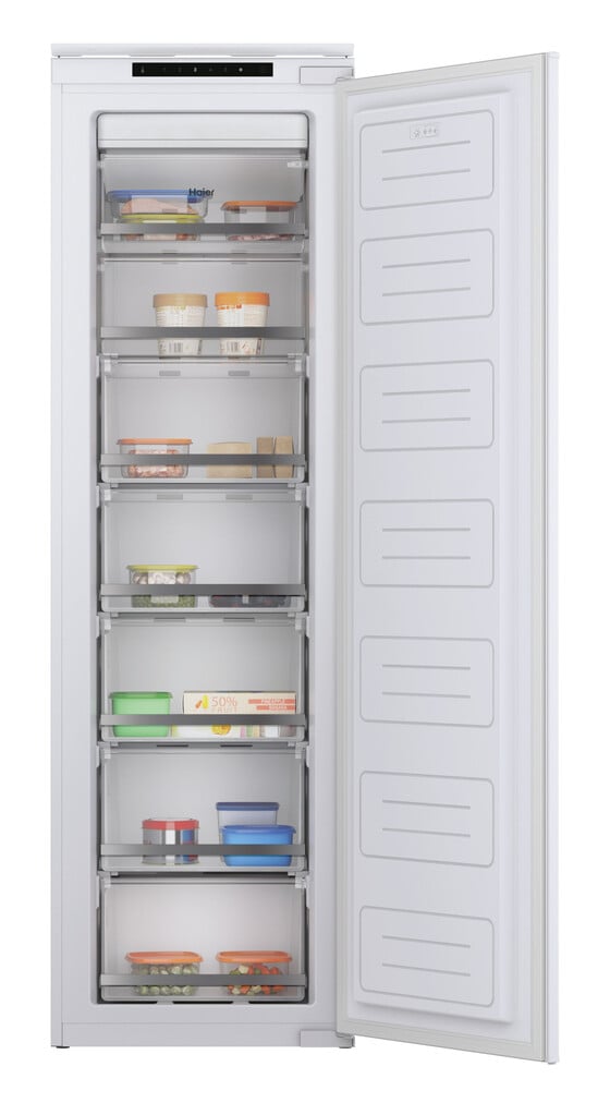 Haier Series 6 HAUN518EWK Integrated 177cm Frost Free Upright Freezer with Sliding Door Hinge Kit – E Rated #411221