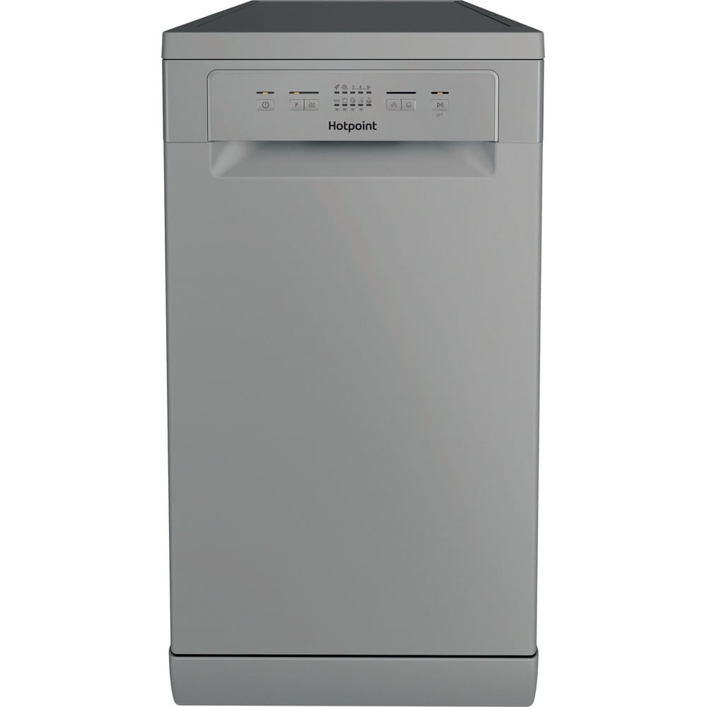 Hotpoint HP2FE10CS90SUK Slimline Dishwasher – Silver – E Rated #410470