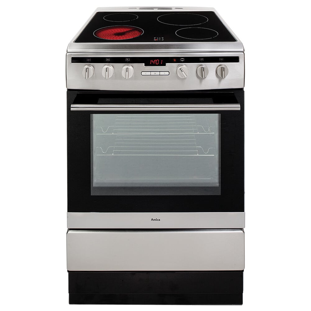Amica 608CE2TAXX 60cm Wide Single Oven Electric Cooker with Ceramic Hob – Stainless Steel – A Rated #410554