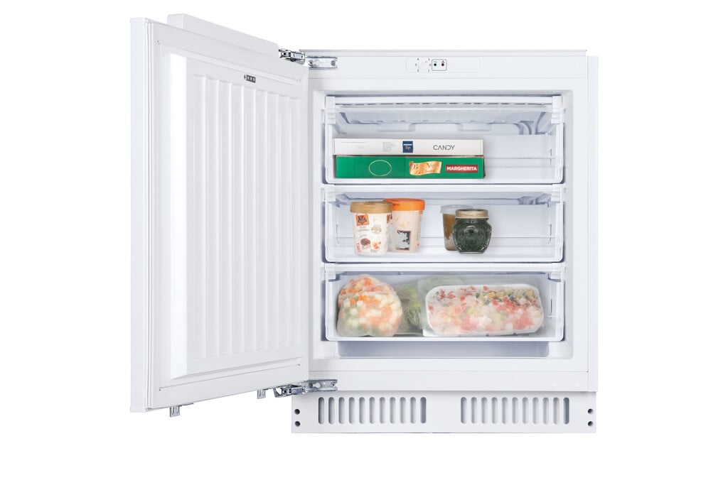 Candy CUS68EWK Integrated Under Counter Freezer with Fixed Door Hinge Kit – E Rated #410837