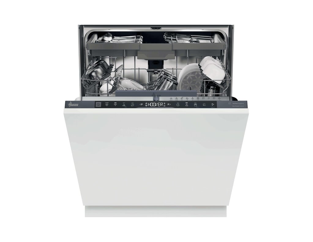 Hoover H-DISH 700 HI 6A2S3PSTA-80 Wifi Connected Fully Integrated Full Size Dishwasher – Silver Control Panel with Fixed Door Hinge Kit – A Rated #413210