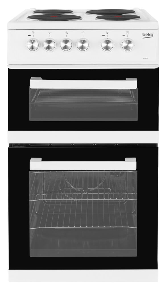 Beko KD531AW 50cm Wide Single Oven Electric Cooker with Solid Plate Hob – White – A Rated #412703