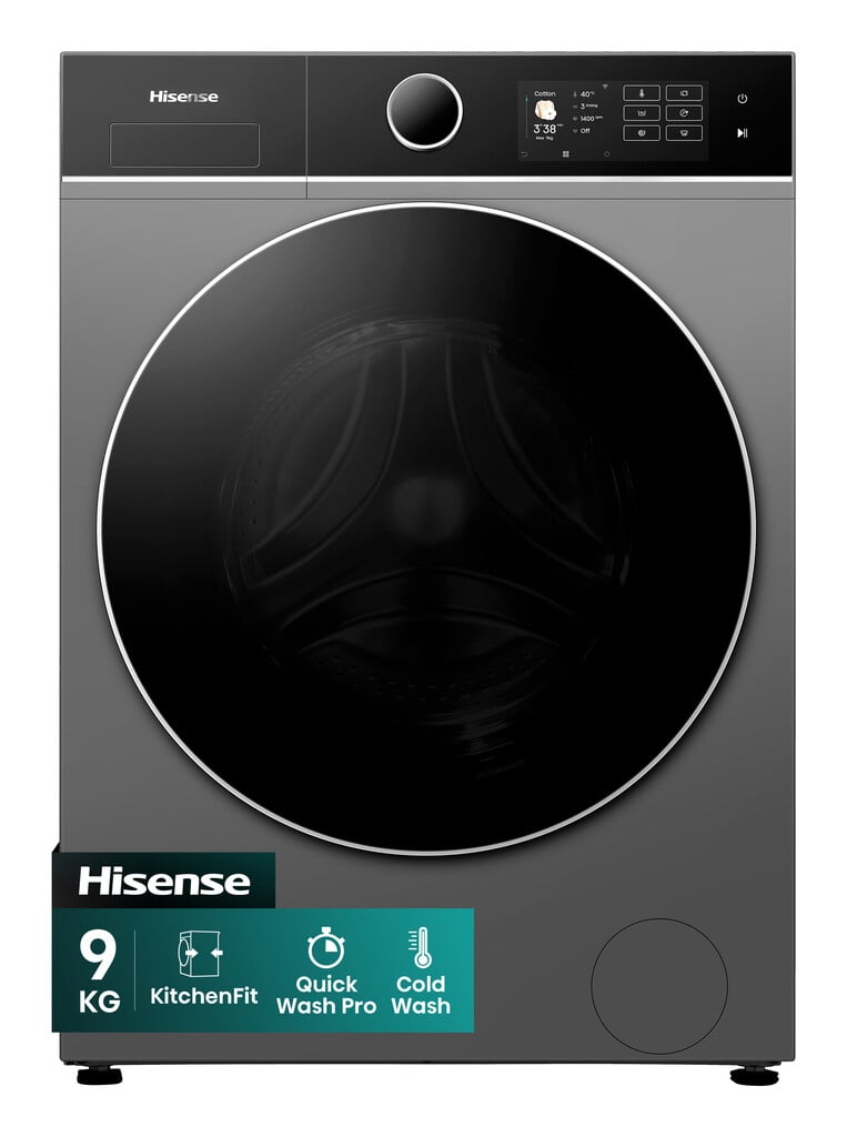 Hisense 5i KitchenFit Series WF5I9043BTFS 9kg WiFi Connected Washing Machine with 1400 rpm – Titanium – A Rated #412598