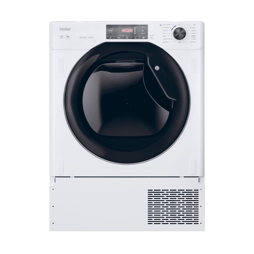 Haier Series 4 HDBIH7A2TBEX 7Kg Integrated Heat Pump Tumble Dryer – White – A++  Rated #413064