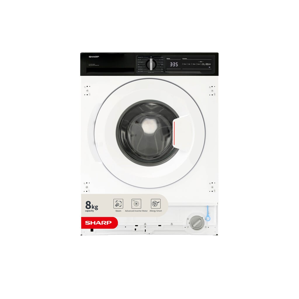 Sharp ES-NIH814BWA-EN Integrated 8kg Washing Machine with 1400 rpm – White – A Rated #413243