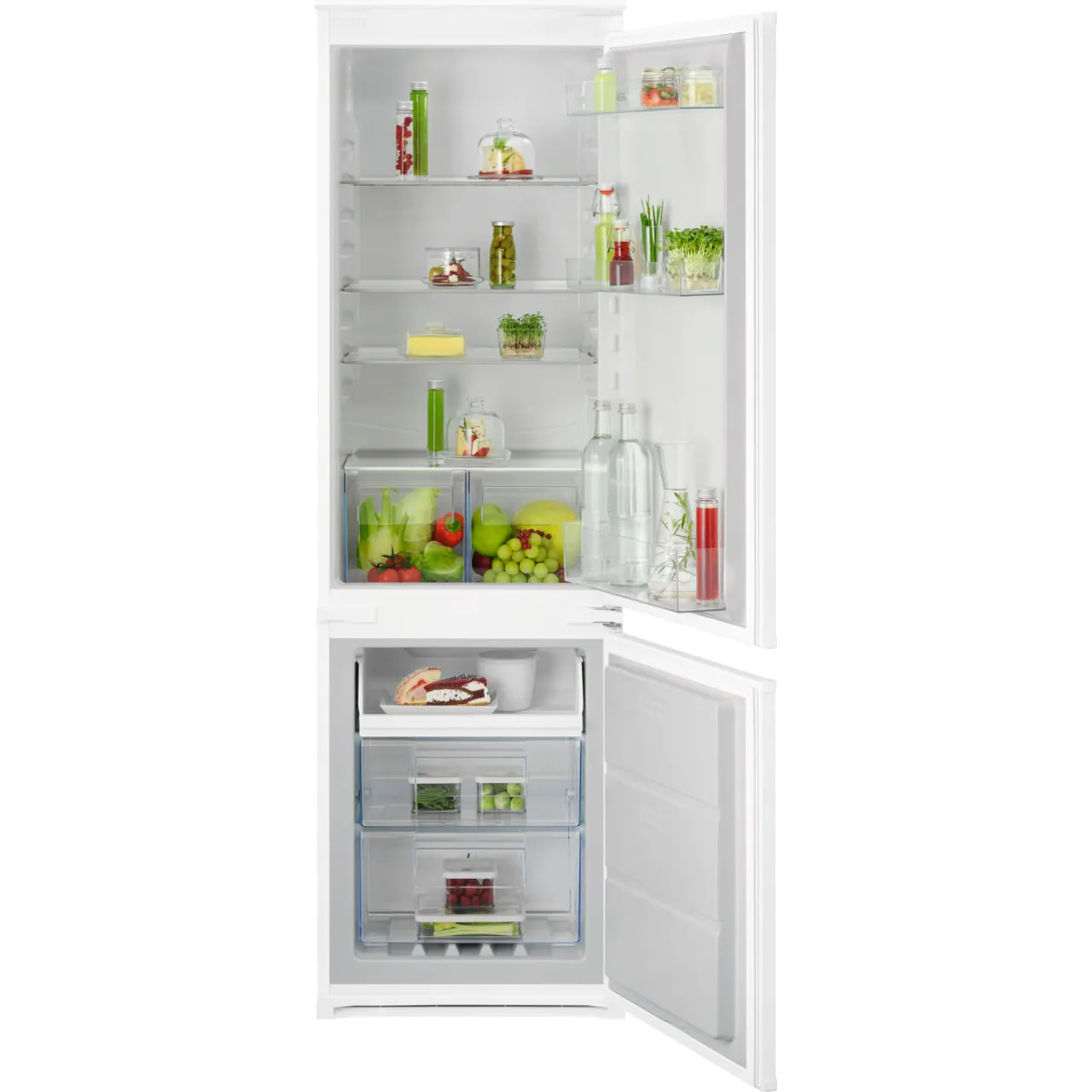 AEG OSC7N181ES 177cm 70/30 Integrated Frost Free Fridge Freezer with Sliding Door Hinge – White – E Rated #416828