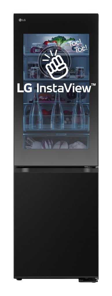 LG InstaView™ ThinQ™ GBG5160CEV Wifi Connected 186cm 60/40 Total No Frost Fridge Freezer – Black Steel – C Rated #416940