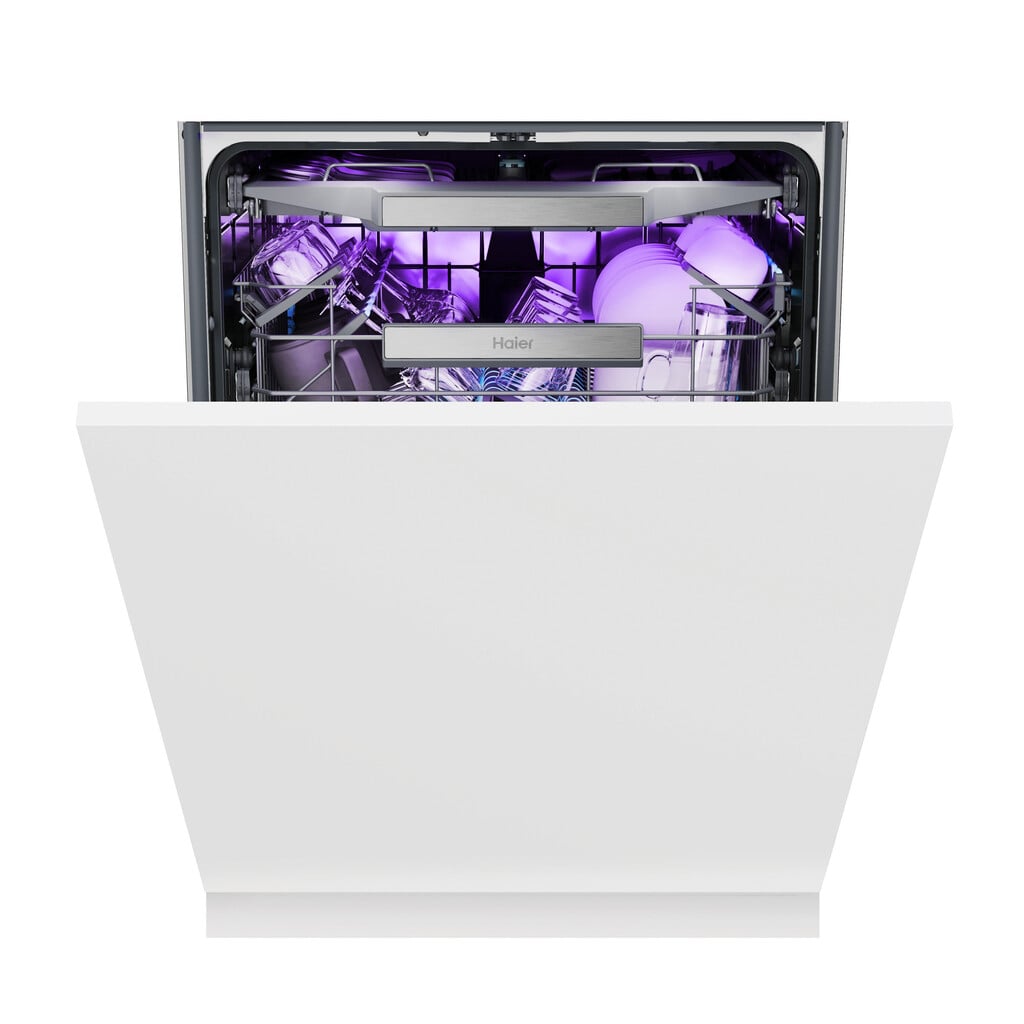 Haier I-PRO SHINE SERIES 6 – Biovitae Collection XS 4A4M4BB-80 Wifi Connected Fully Integrated Full Size Dishwasher – Black Bezel Control Panel with Sliding Door Hinge Kit – A Rated #414434