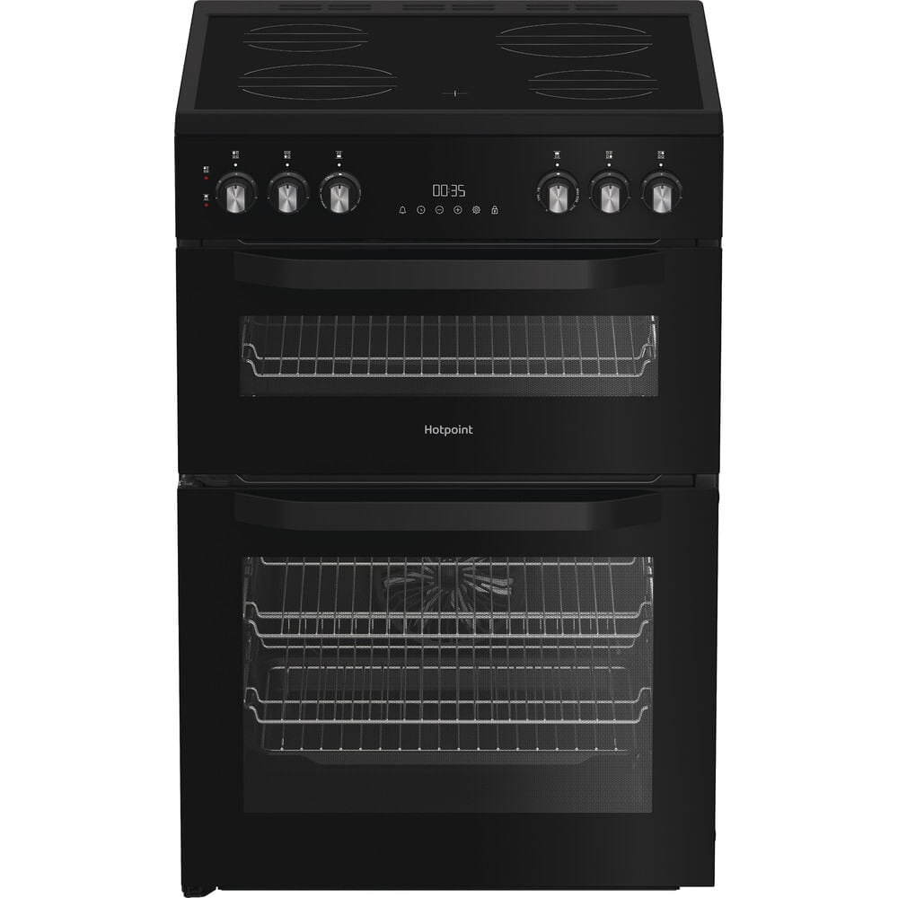 Hotpoint HDE6VDB1 Double Oven Electric Cooker with Ceramic Hob – Black – A/A Rated #417626