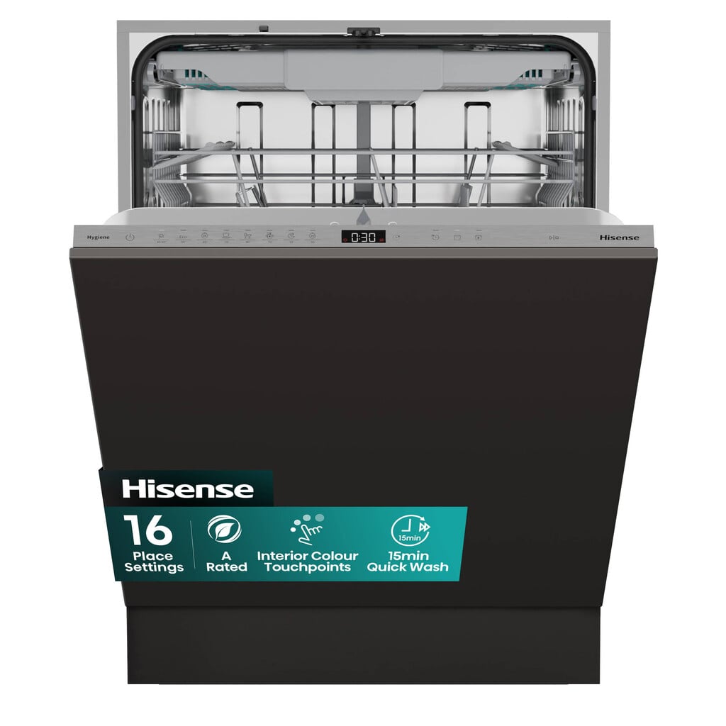 Hisense HV663A60UK Fully Integrated Full Size Dishwasher – Black Control Panel with Fixed Door Hinge Kit – A Rated #417864