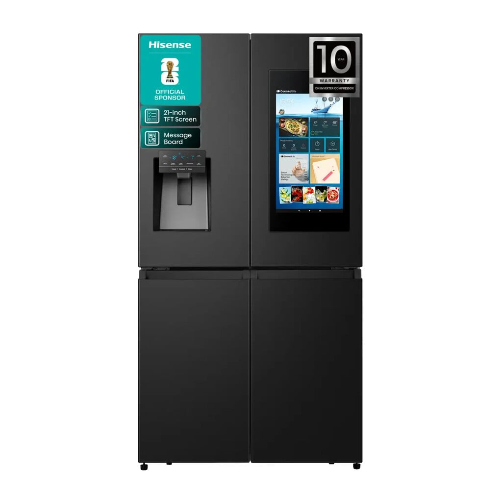 Hisense PureFlat Eclipse RQ760N4IFE Plumbed Total No Frost American Fridge Freezer – Black – E Rated #413961
