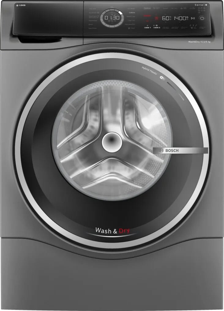 Bosch Series 8 i-Dos WNC254ARGB Wifi Connected 10.5Kg / 6Kg Washer Dryer with 1400 rpm – Graphite – D Rated [Wash&Dry], A Rated [Wash Only] #417797