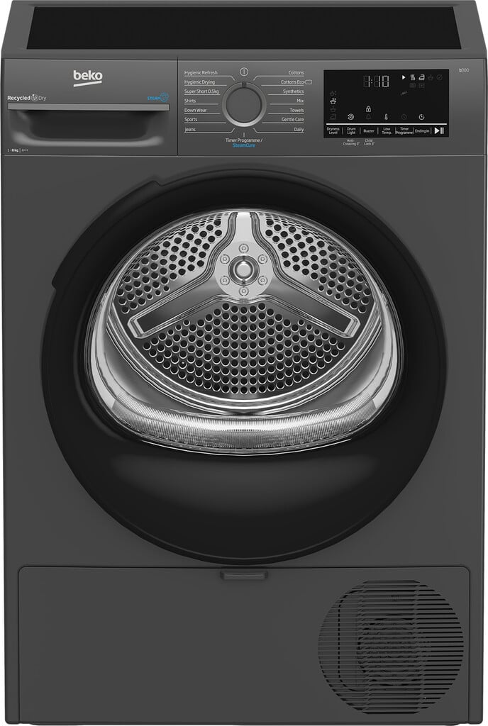 Beko SteamCure BM3T3833A 8Kg Heat Pump Tumble Dryer – Anthracite – A++ Rated #417615