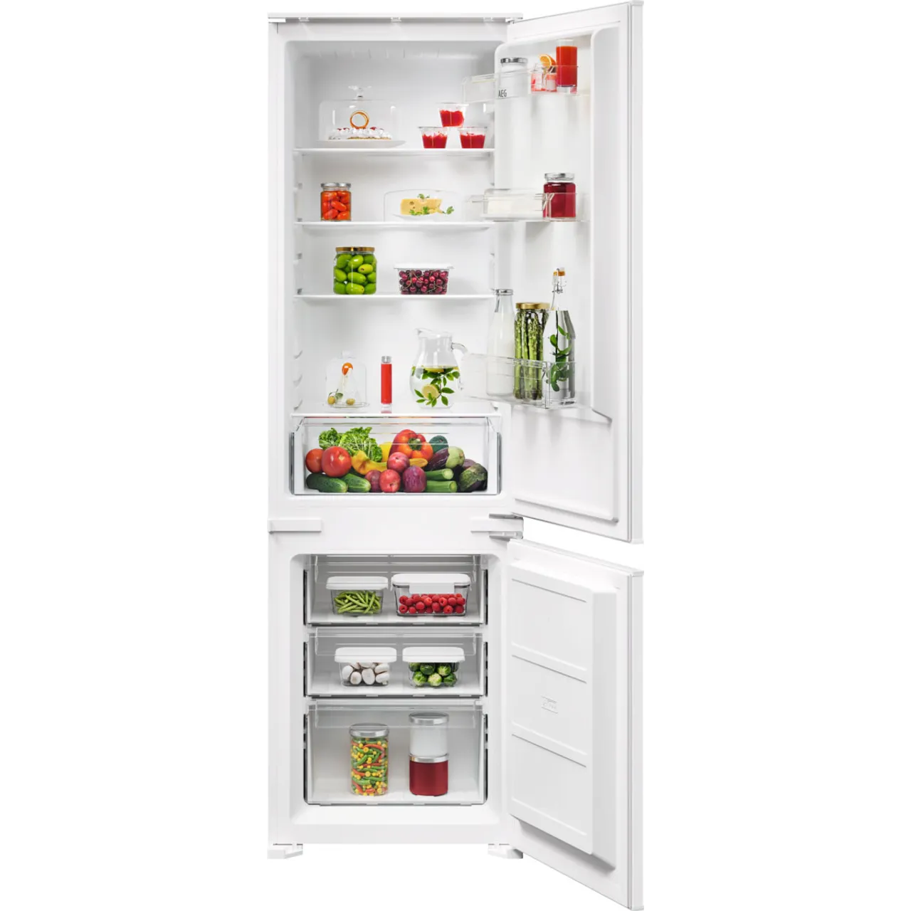 AEG OSC3S181ES 178cm 70/30 Integrated Fridge Freezer with Sliding Door Hinge – White – E Rated #416379