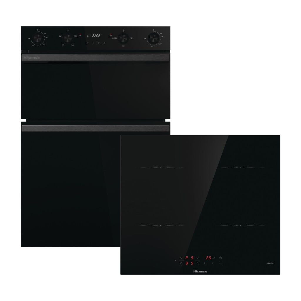 Hisense Hi6 HIPKD6CB60IND Built In Electric Double Oven and Induction Hob Pack – Black – A/A Rated #417828
