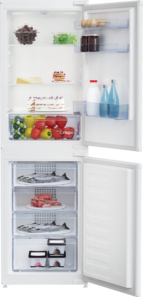 Beko BCFD450 178cm 50/50 Integrated Frost Free Fridge Freezer with Sliding Door Hinge – White – E Rated #417884
