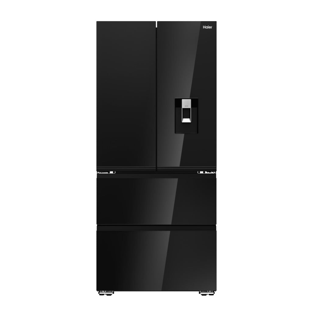 Haier French Series 7 HFKR7819DWGB Frost Free American Fridge Freezer – Obsidian Glass – D Rated #417856