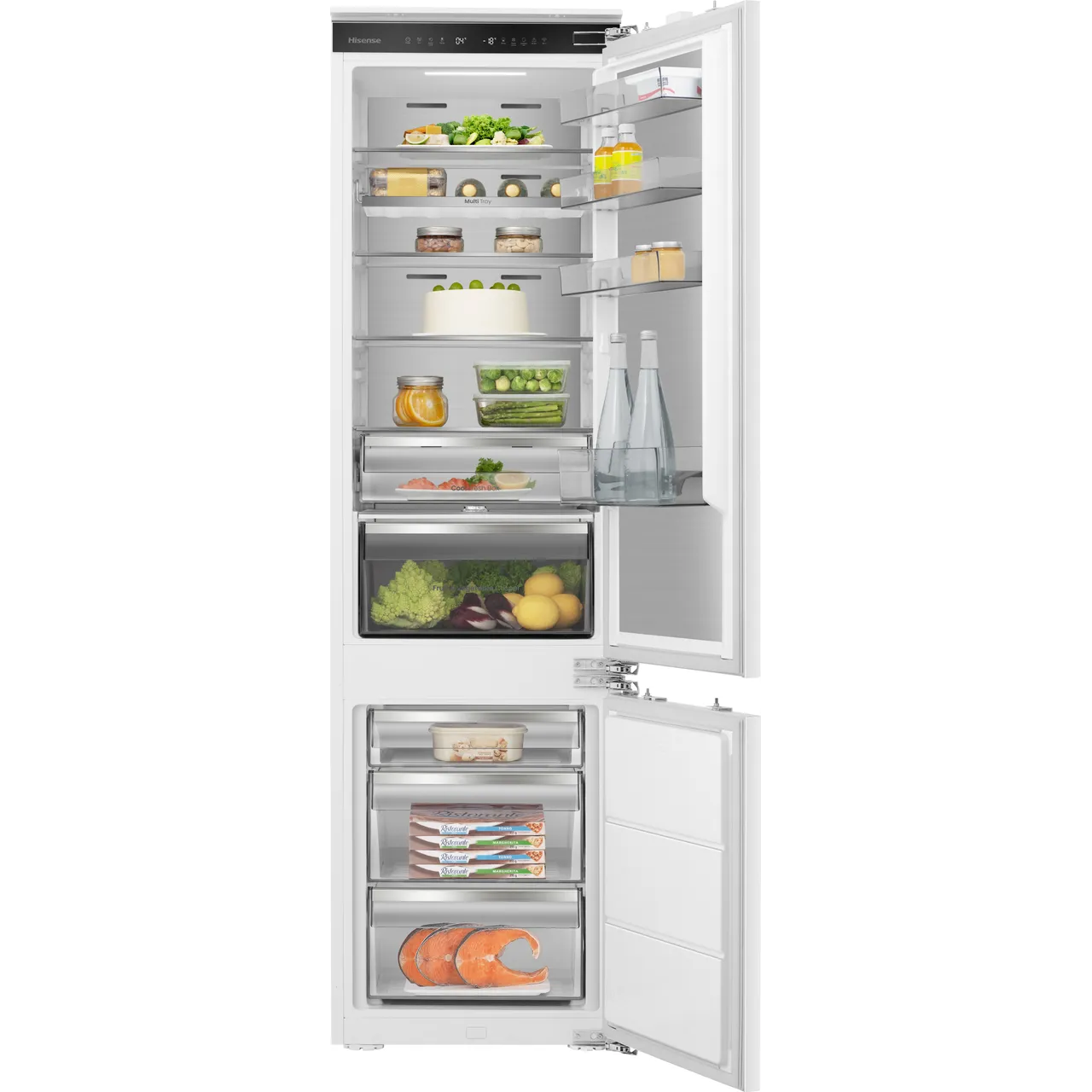 Hisense InvisibleFresh RB5B280SSWC Wifi Connected 193cm 60/40 Integrated Fridge Freezer with Fixed Door Hinge – White – C Rated #417527